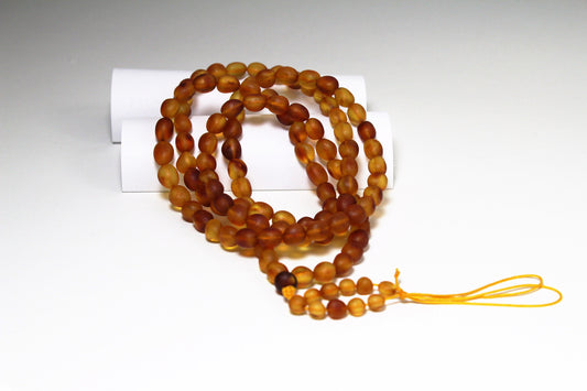 Honey Color Amber Carved Stone Pebble Form Bracelet / Necklace 蜜蜡随型手串/项链